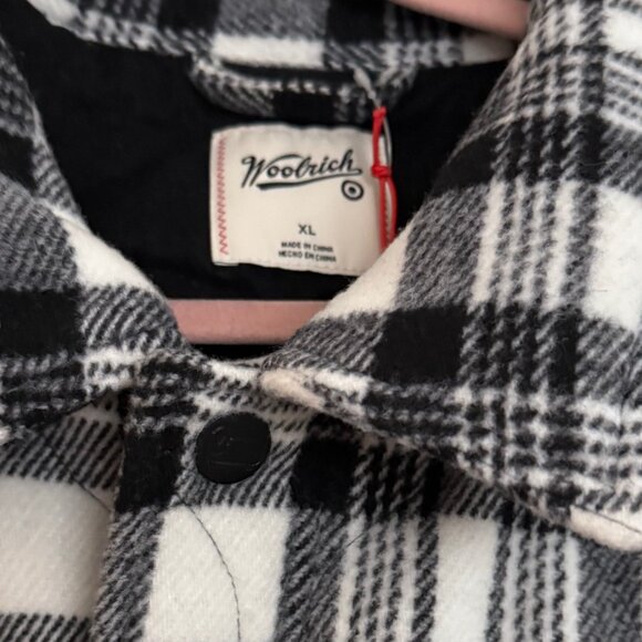 Men's Plaid Shacket /jacket - Woolrich Black/White XL, lined - Picture 7 of 8